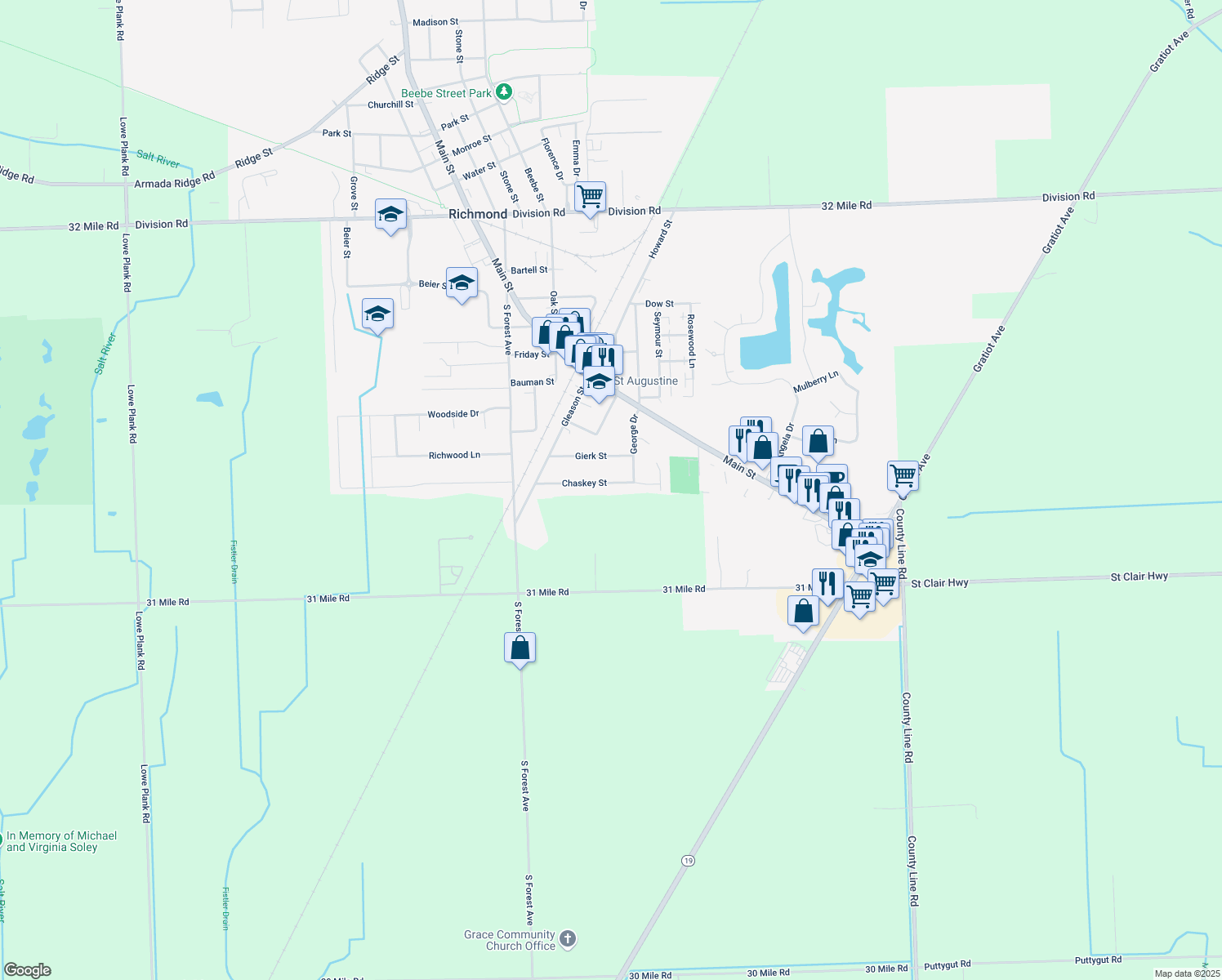map of restaurants, bars, coffee shops, grocery stores, and more near 36310 Chaskey Street in Richmond