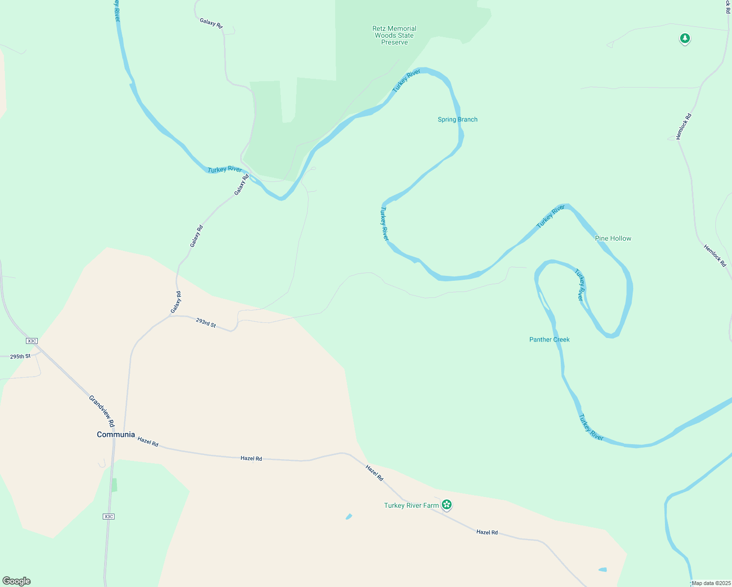map of restaurants, bars, coffee shops, grocery stores, and more near 295th Street in Elkader