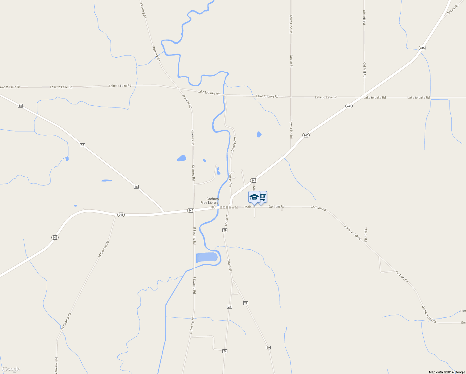 map of restaurants, bars, coffee shops, grocery stores, and more near 4677 Dewey Avenue in Stanley