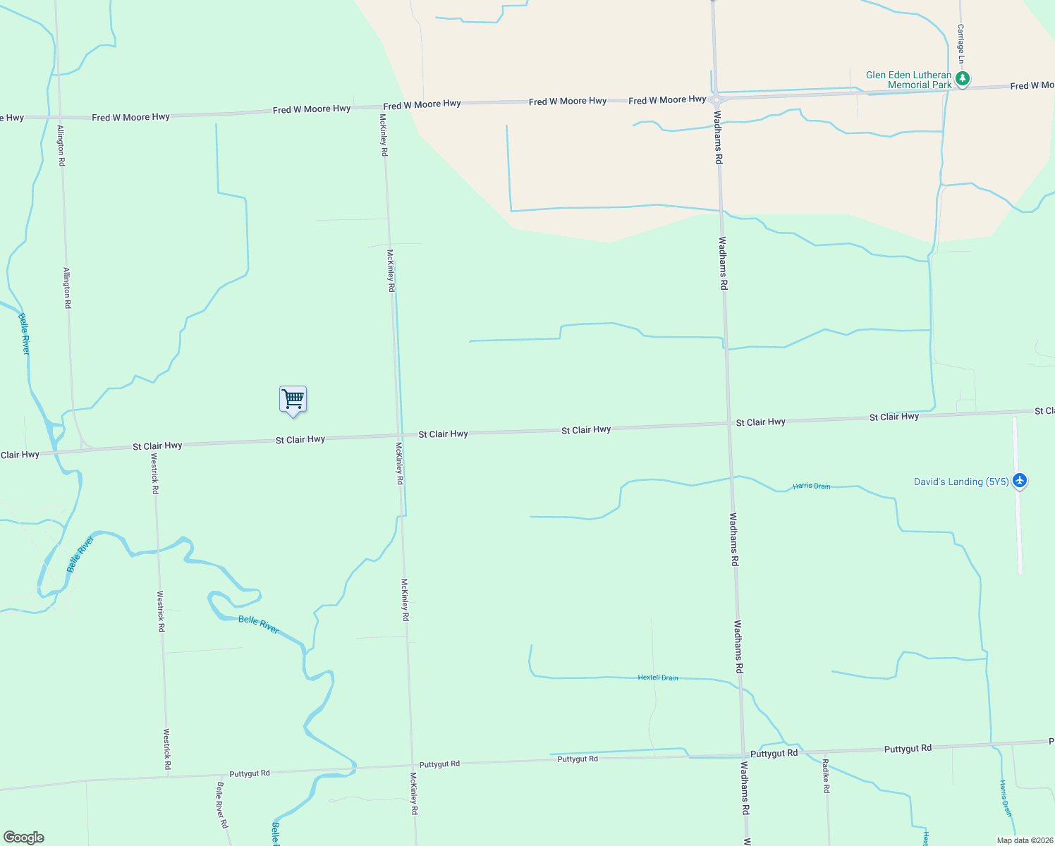 map of restaurants, bars, coffee shops, grocery stores, and more near 6310 Saint Clair Highway in East China