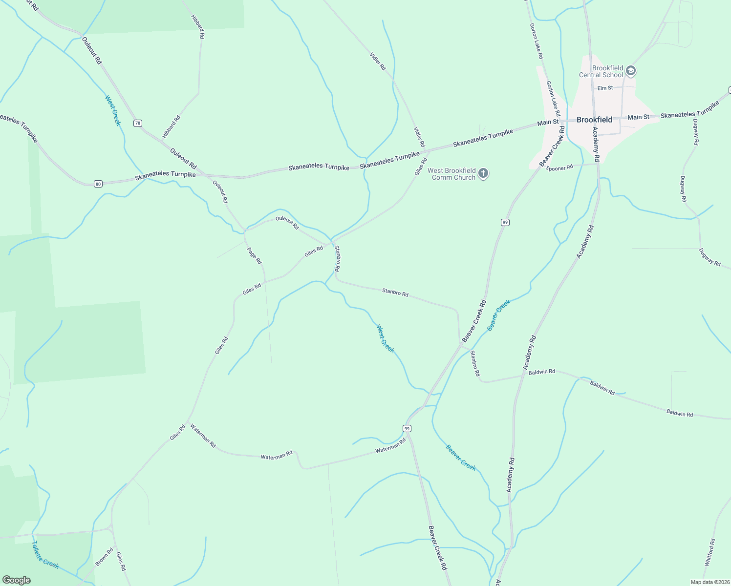 map of restaurants, bars, coffee shops, grocery stores, and more near 10026 Stanbro Road in West Edmeston
