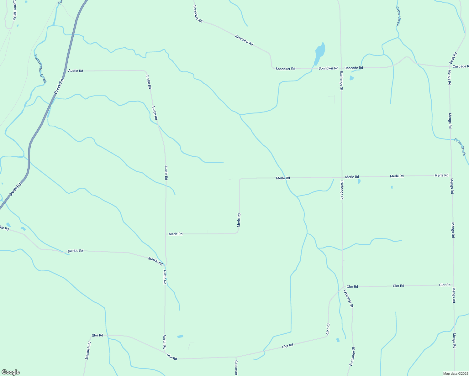 map of restaurants, bars, coffee shops, grocery stores, and more near 3093 Merle Road in Attica
