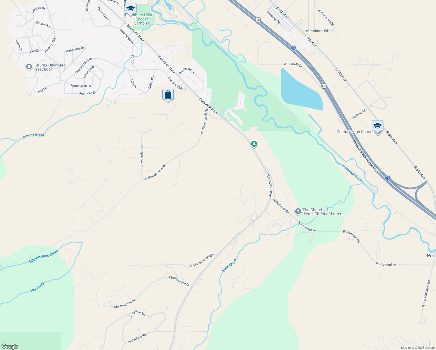 map of restaurants, bars, coffee shops, grocery stores, and more near in Pocatello