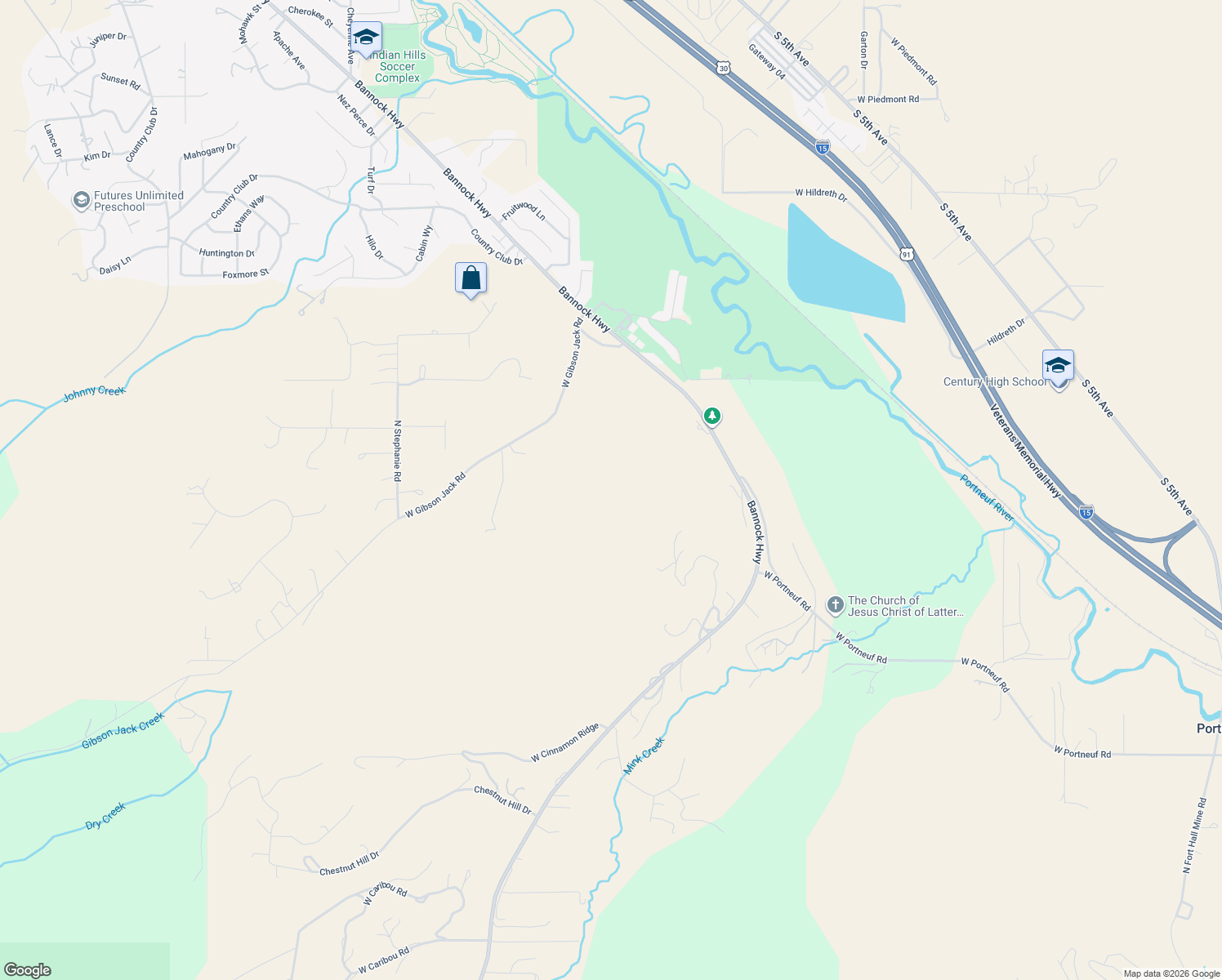 map of restaurants, bars, coffee shops, grocery stores, and more near in Pocatello