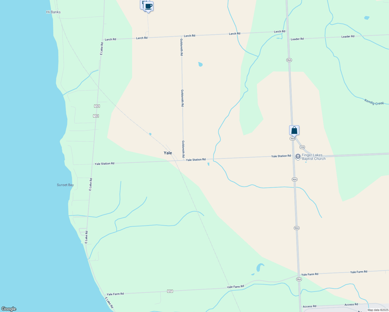 map of restaurants, bars, coffee shops, grocery stores, and more near 741 Yale Station Road in Geneva