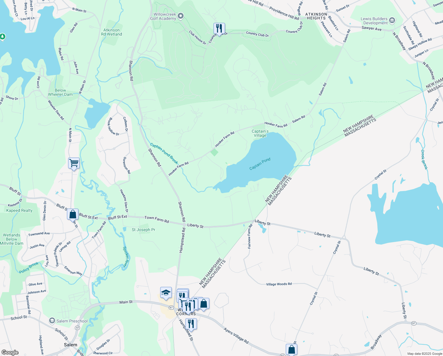map of restaurants, bars, coffee shops, grocery stores, and more near 20 Plaisted Circle in Salem