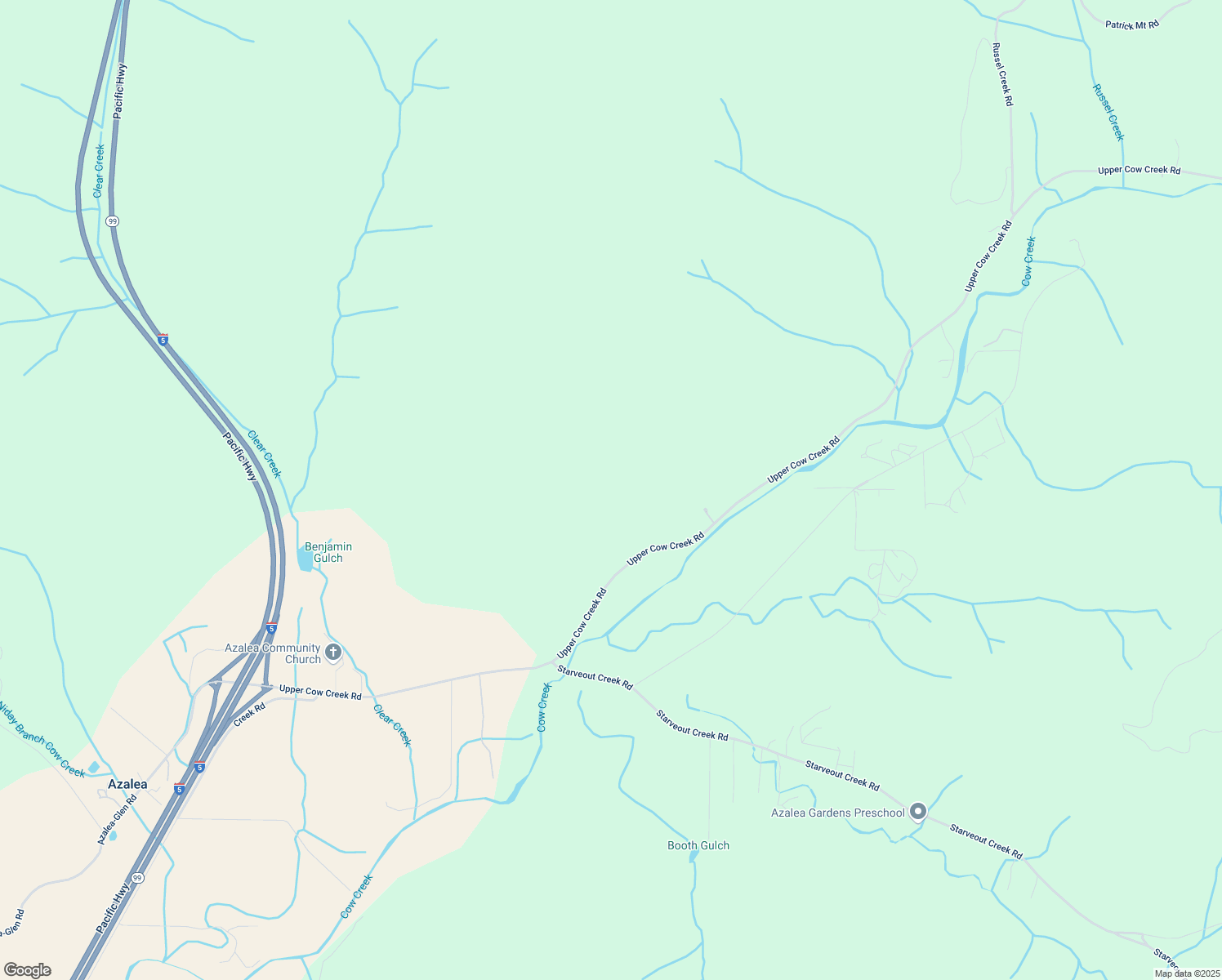 map of restaurants, bars, coffee shops, grocery stores, and more near 1106 Upper Cow Creek Road in Azalea