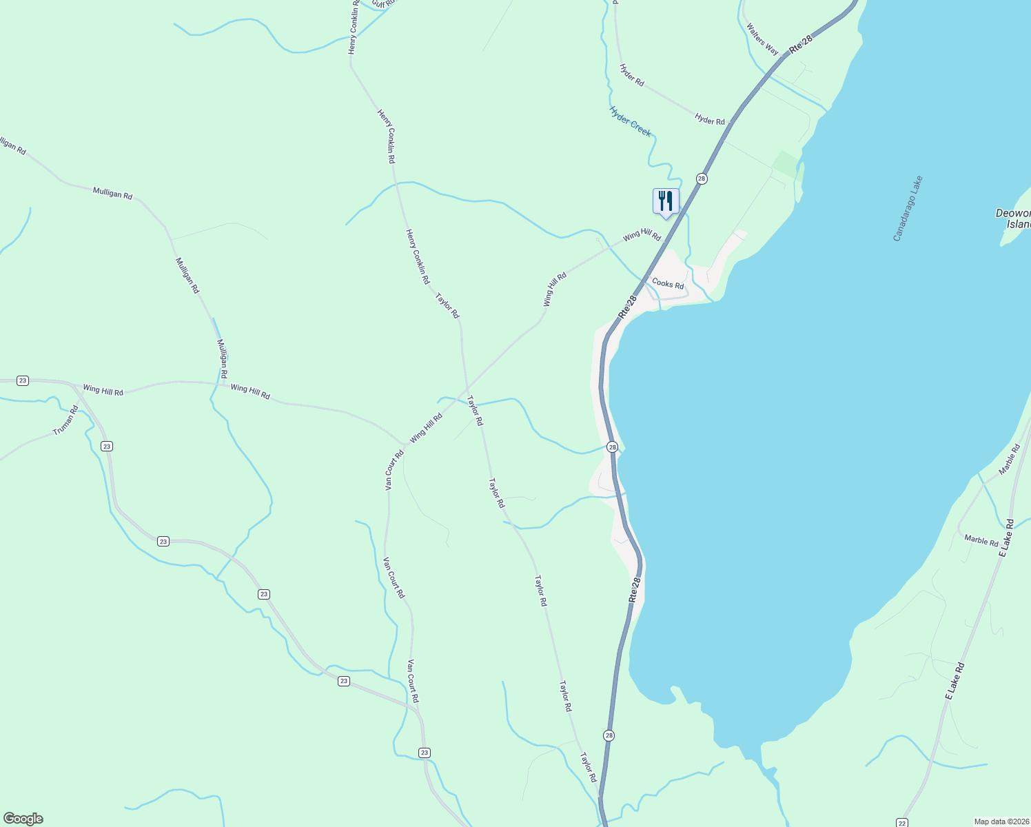 map of restaurants, bars, coffee shops, grocery stores, and more near 362 Taylor Road in Richfield Springs