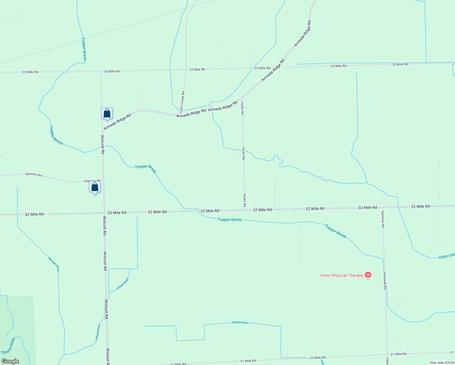 map of restaurants, bars, coffee shops, grocery stores, and more near 69401 Hicks Rd in Armada