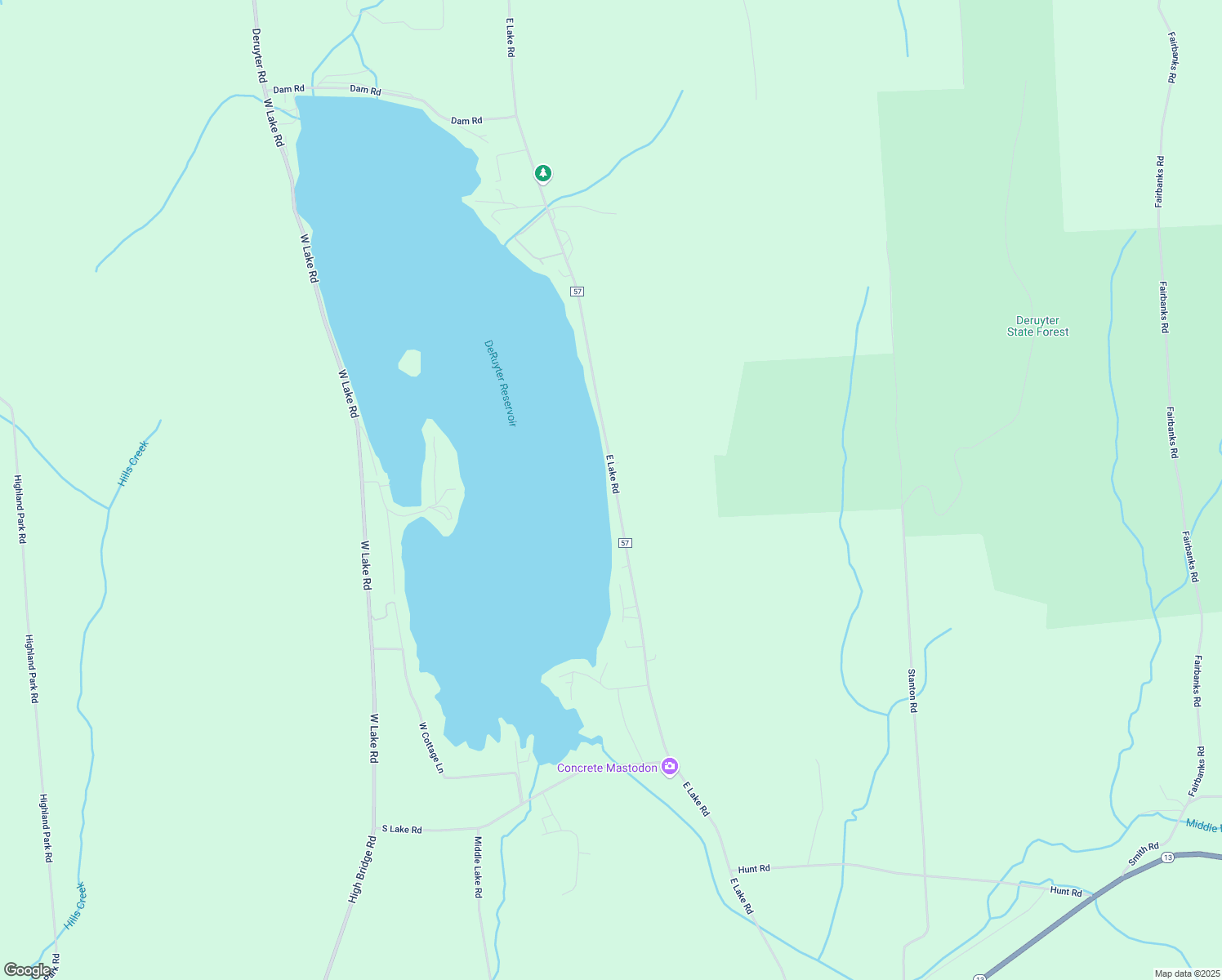 map of restaurants, bars, coffee shops, grocery stores, and more near 183 East Lake Road in DeRuyter