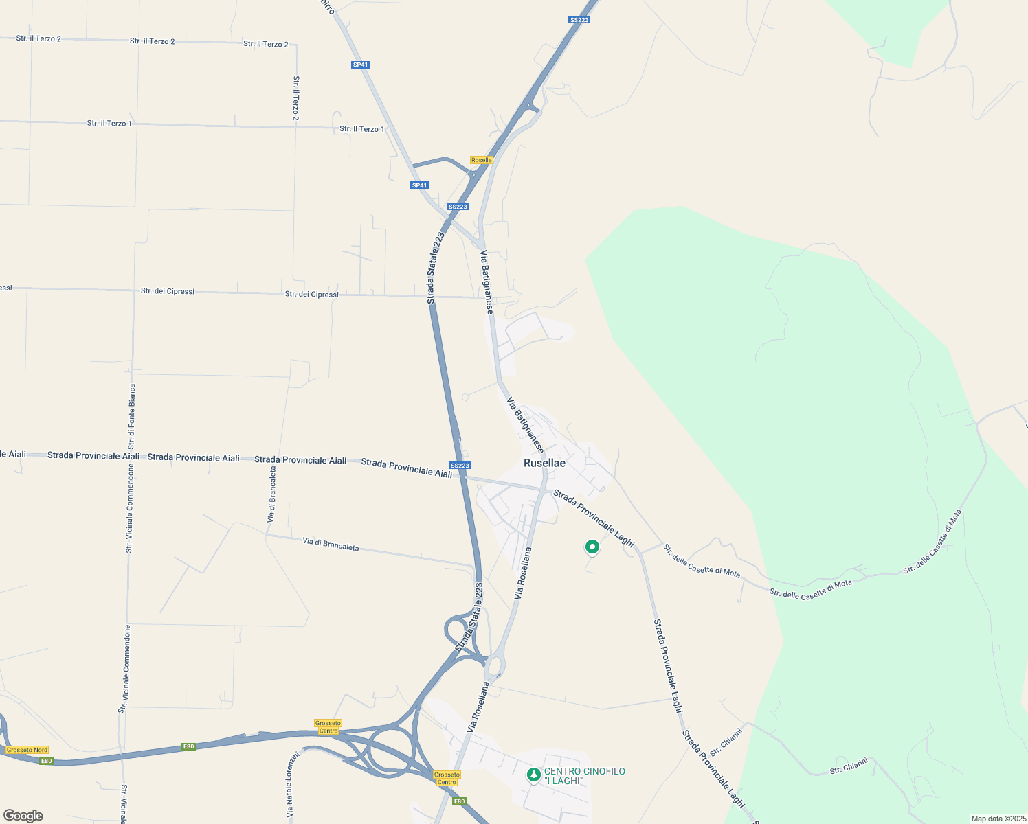 map of restaurants, bars, coffee shops, grocery stores, and more near 84 Via Batignanese in Roselle