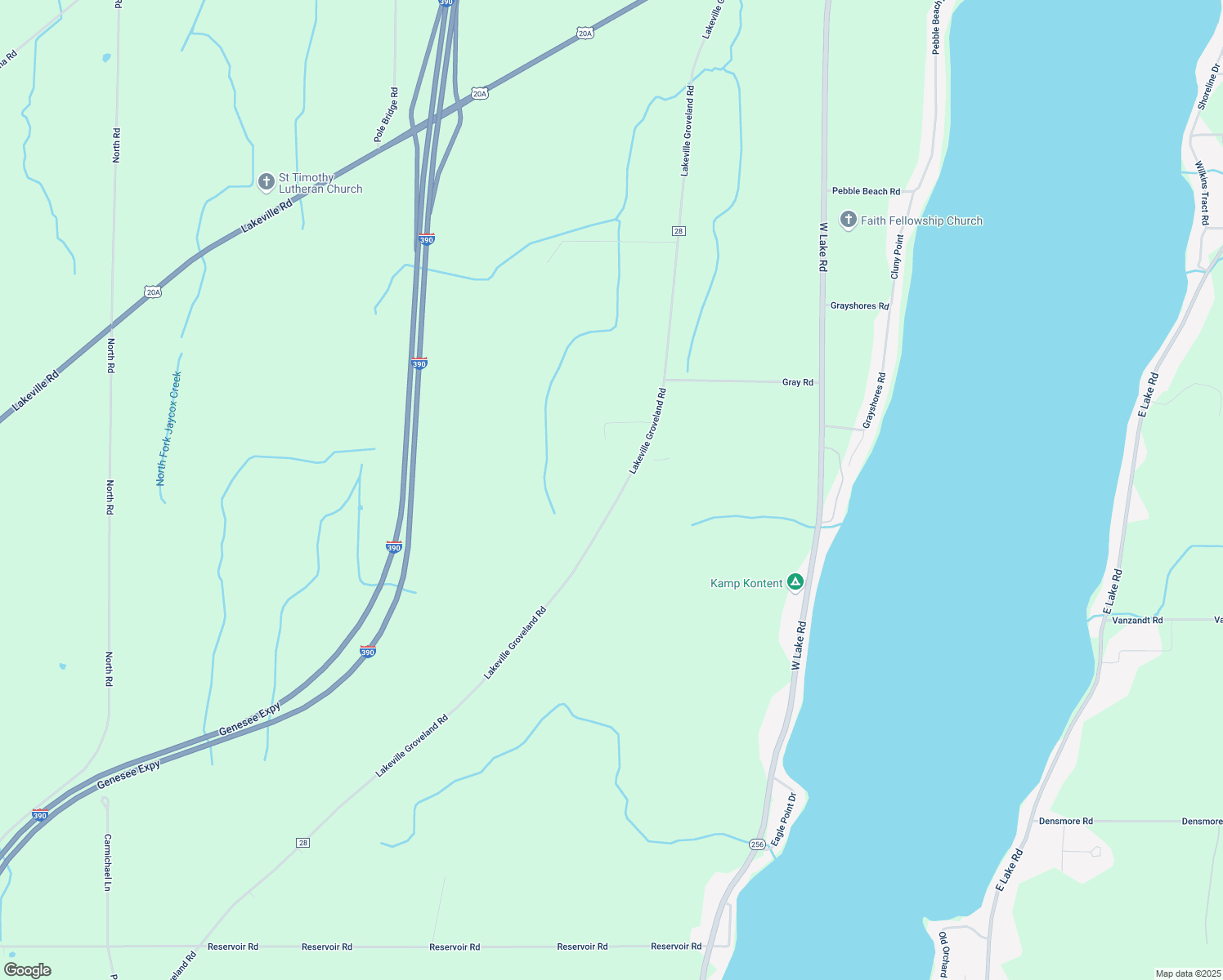 map of restaurants, bars, coffee shops, grocery stores, and more near 4024 Lakeville Groveland Rd in Geneseo