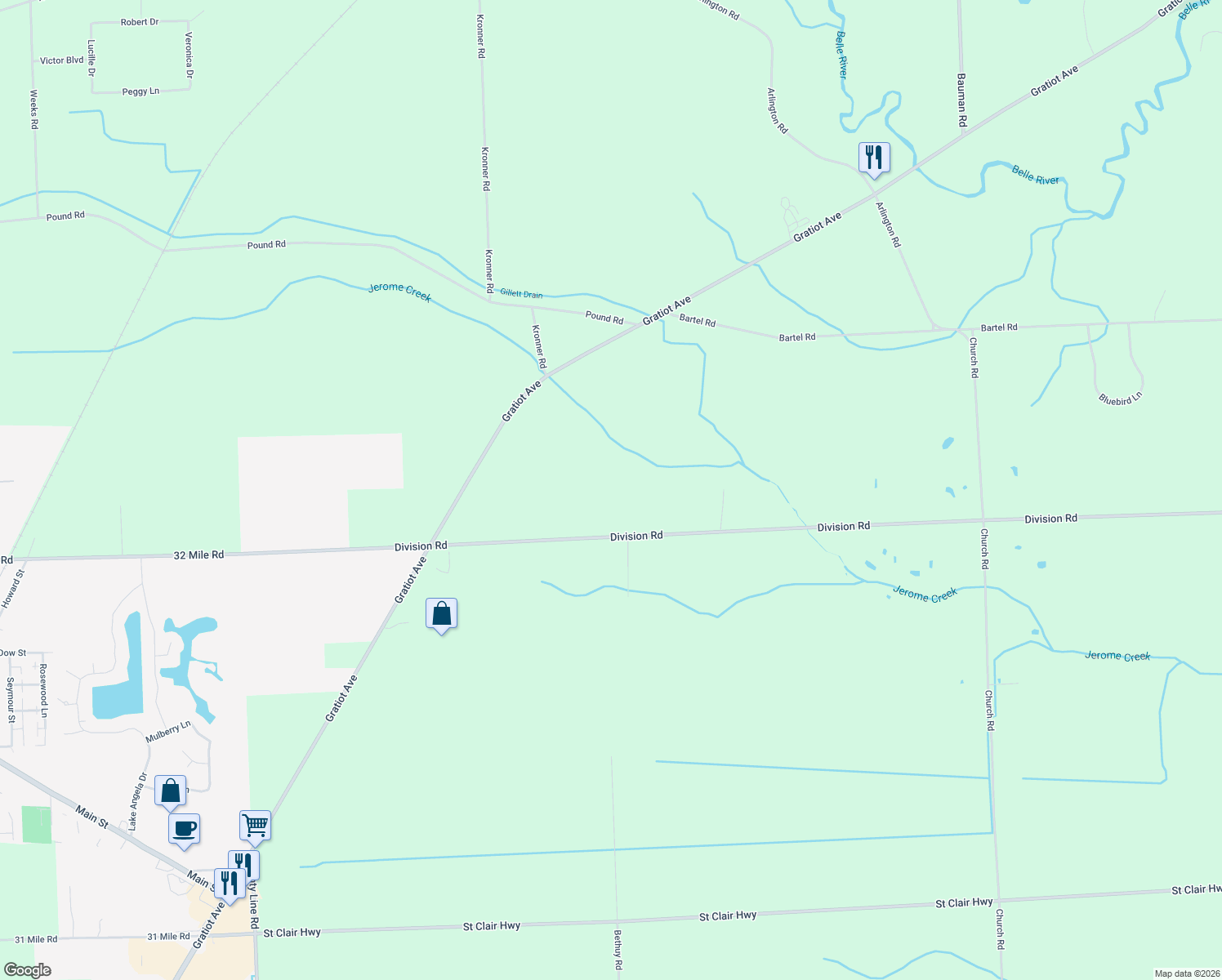 map of restaurants, bars, coffee shops, grocery stores, and more near 10040 Division Road in Columbus