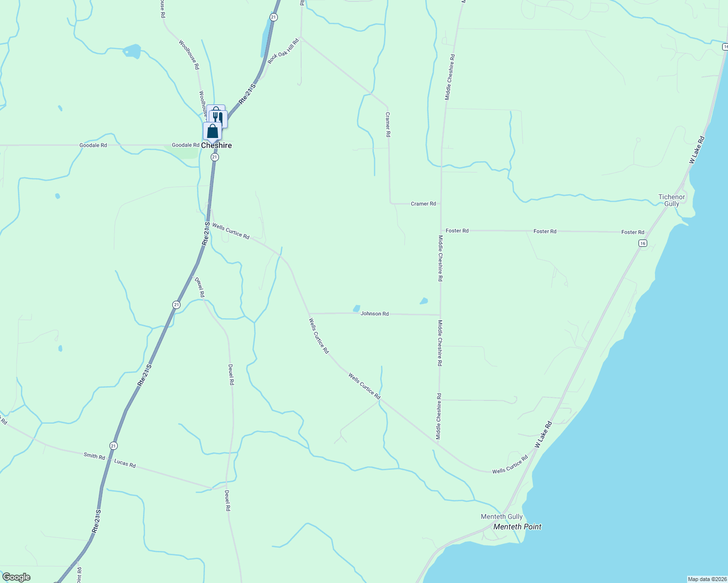 map of restaurants, bars, coffee shops, grocery stores, and more near 5468 Johnson Rd in Canandaigua