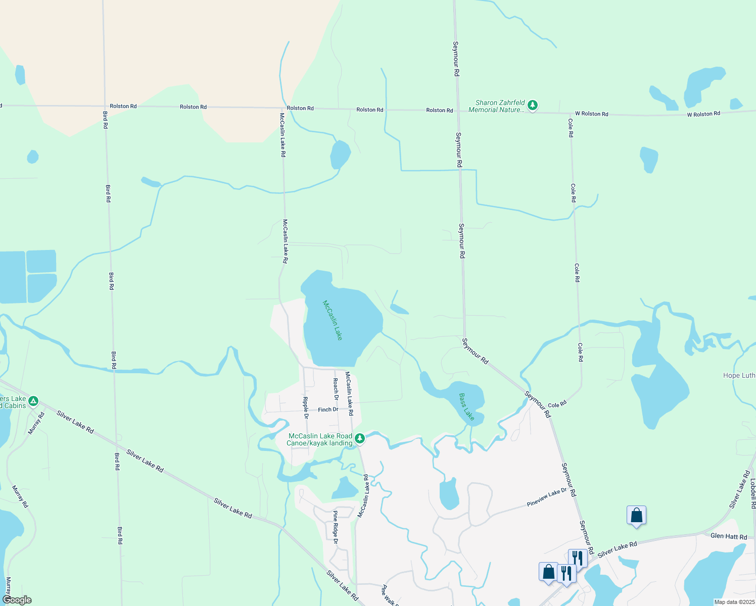 map of restaurants, bars, coffee shops, grocery stores, and more near 14450 Bouchner Dr in Linden