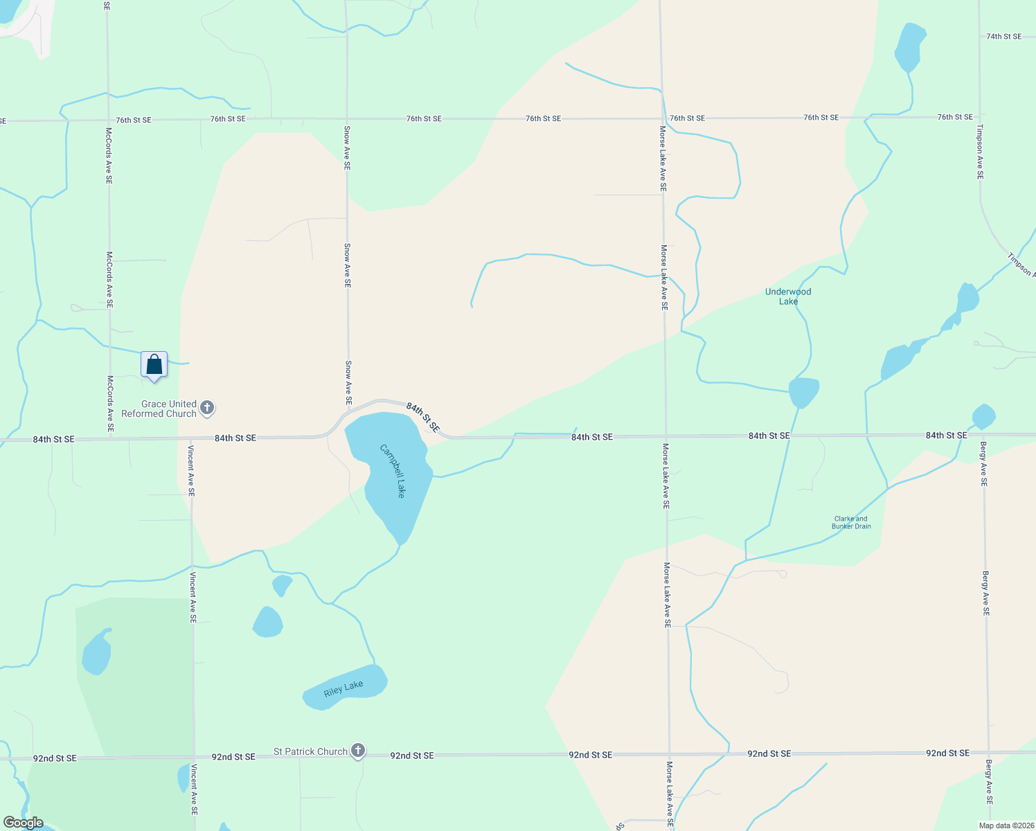 map of restaurants, bars, coffee shops, grocery stores, and more near 10005 84th Street Southeast in Alto