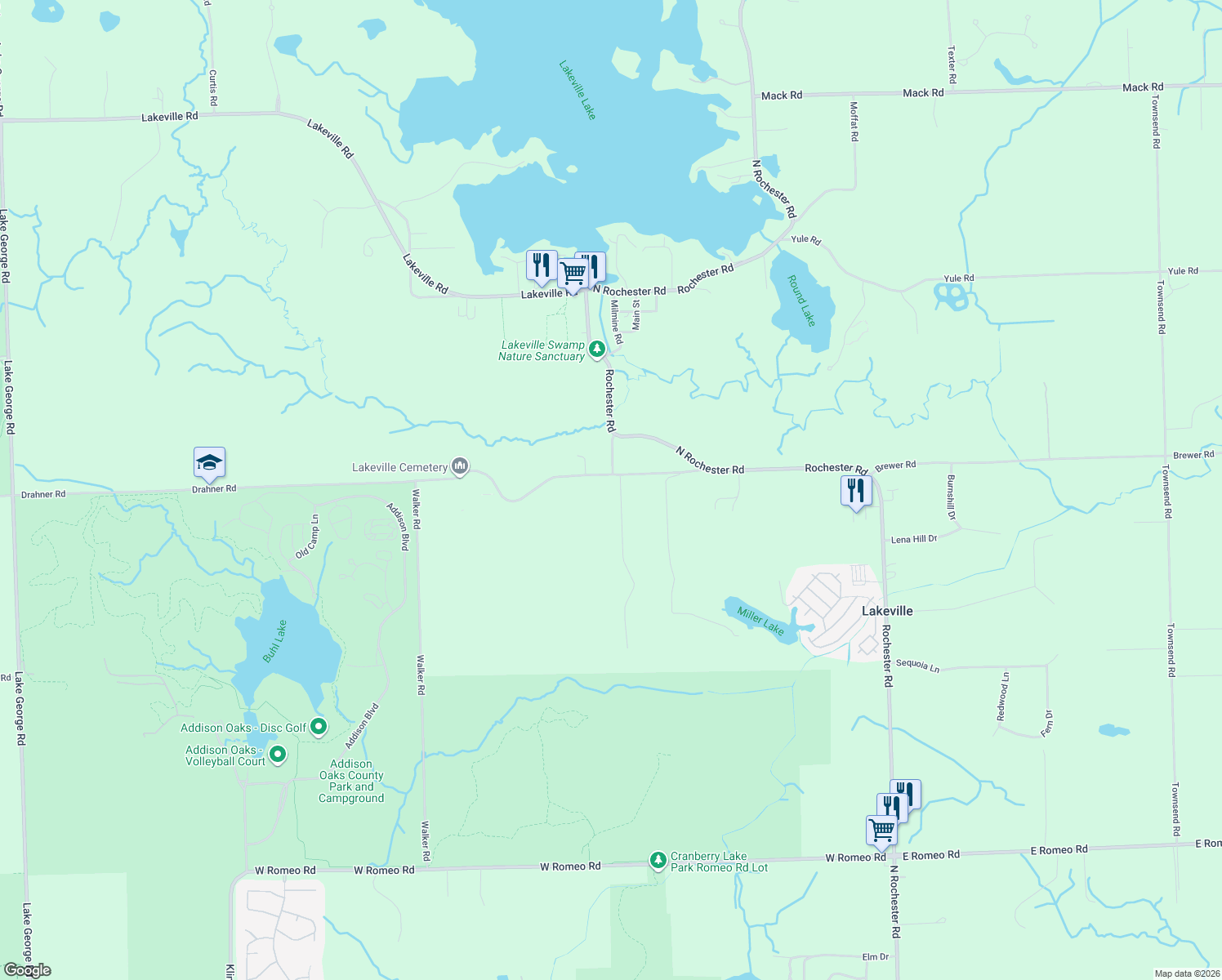 map of restaurants, bars, coffee shops, grocery stores, and more near 971 Knights Bridge in Leonard