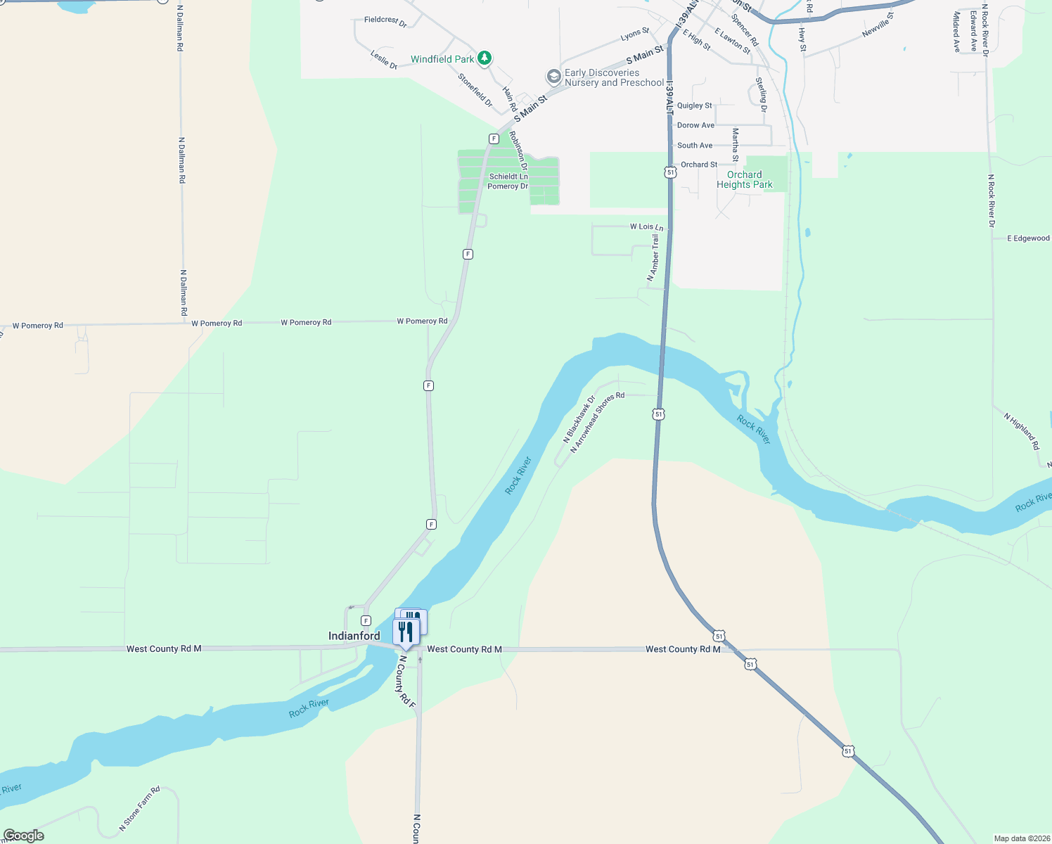map of restaurants, bars, coffee shops, grocery stores, and more near 9636 North Brown Road in Edgerton