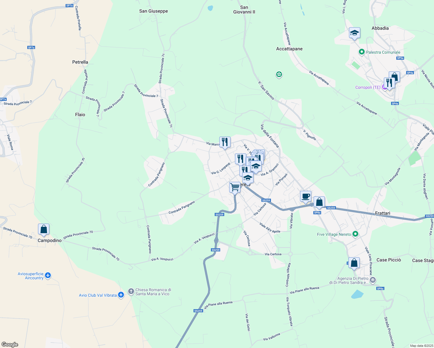 map of restaurants, bars, coffee shops, grocery stores, and more near 3 Via Gioacchino Belli in Nereto