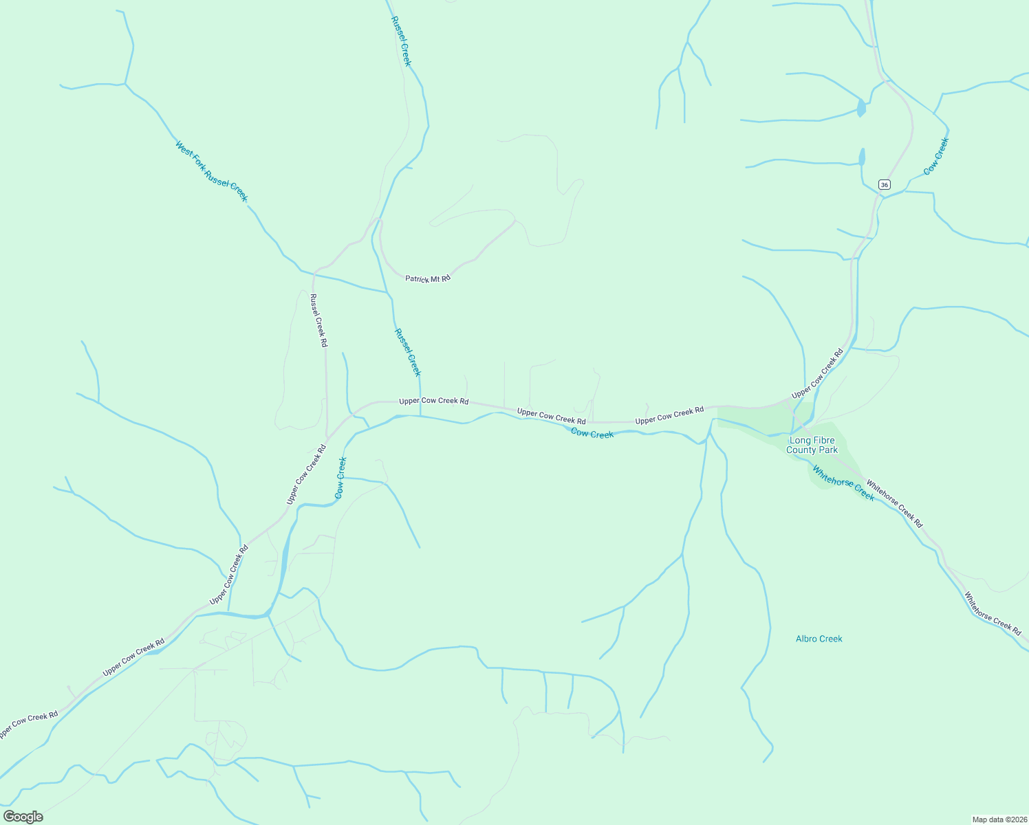 map of restaurants, bars, coffee shops, grocery stores, and more near 3466 Upper Cow Creek Road in Azalea
