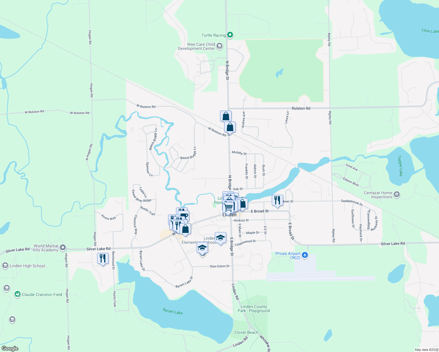 map of restaurants, bars, coffee shops, grocery stores, and more near 140 Blythe Ave in Linden