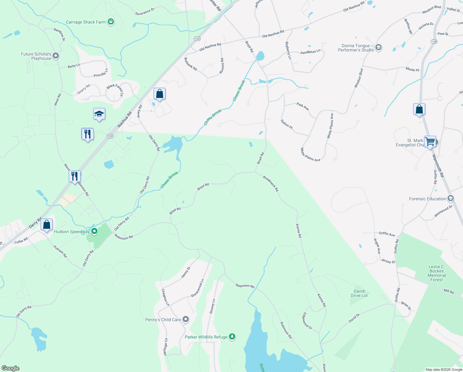 map of restaurants, bars, coffee shops, grocery stores, and more near 35 Boyd Road in Hudson