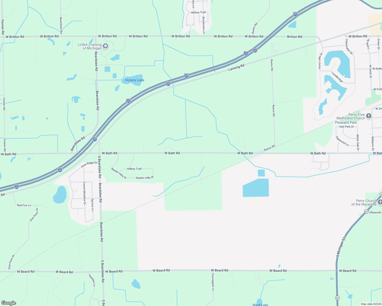 map of restaurants, bars, coffee shops, grocery stores, and more near 4639 West Bath Road in Perry