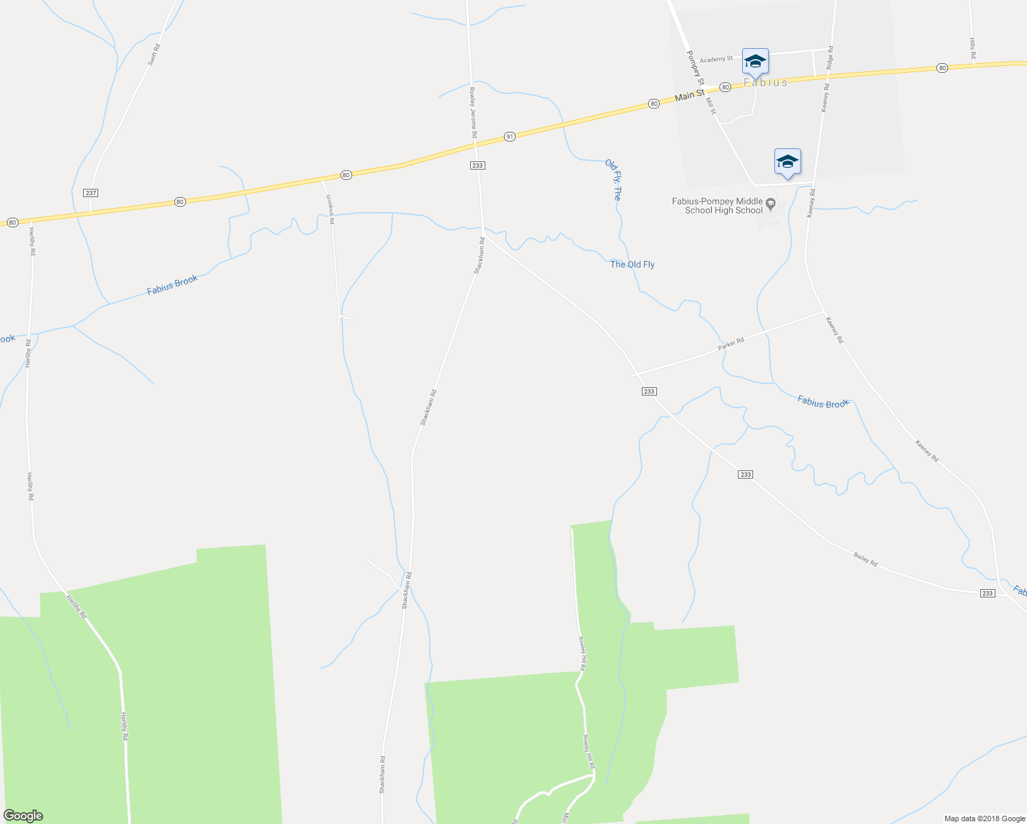 map of restaurants, bars, coffee shops, grocery stores, and more near 1038 Shackham Road in Fabius