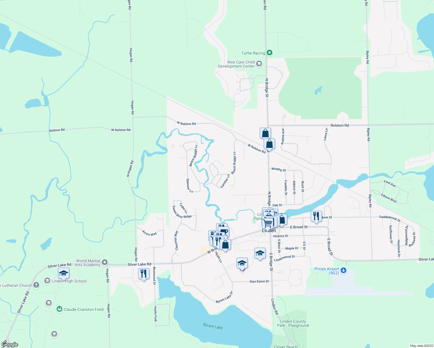 map of restaurants, bars, coffee shops, grocery stores, and more near 707 Middlesworth Drive in Linden