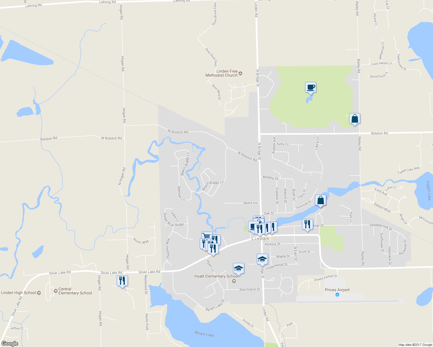 map of restaurants, bars, coffee shops, grocery stores, and more near 793 Webber Court in Linden