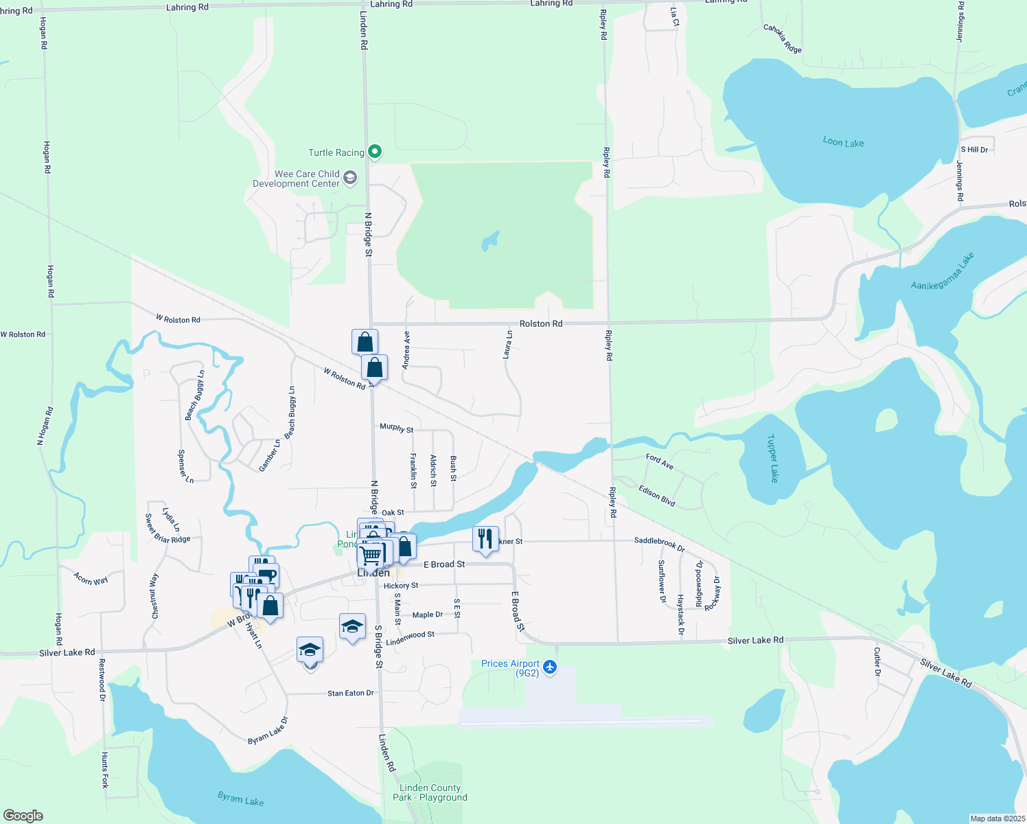map of restaurants, bars, coffee shops, grocery stores, and more near 237 Laura Lane in Linden