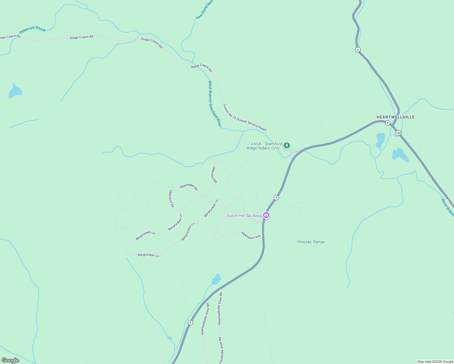 map of restaurants, bars, coffee shops, grocery stores, and more near 255 Oberdorf Road in Readsboro