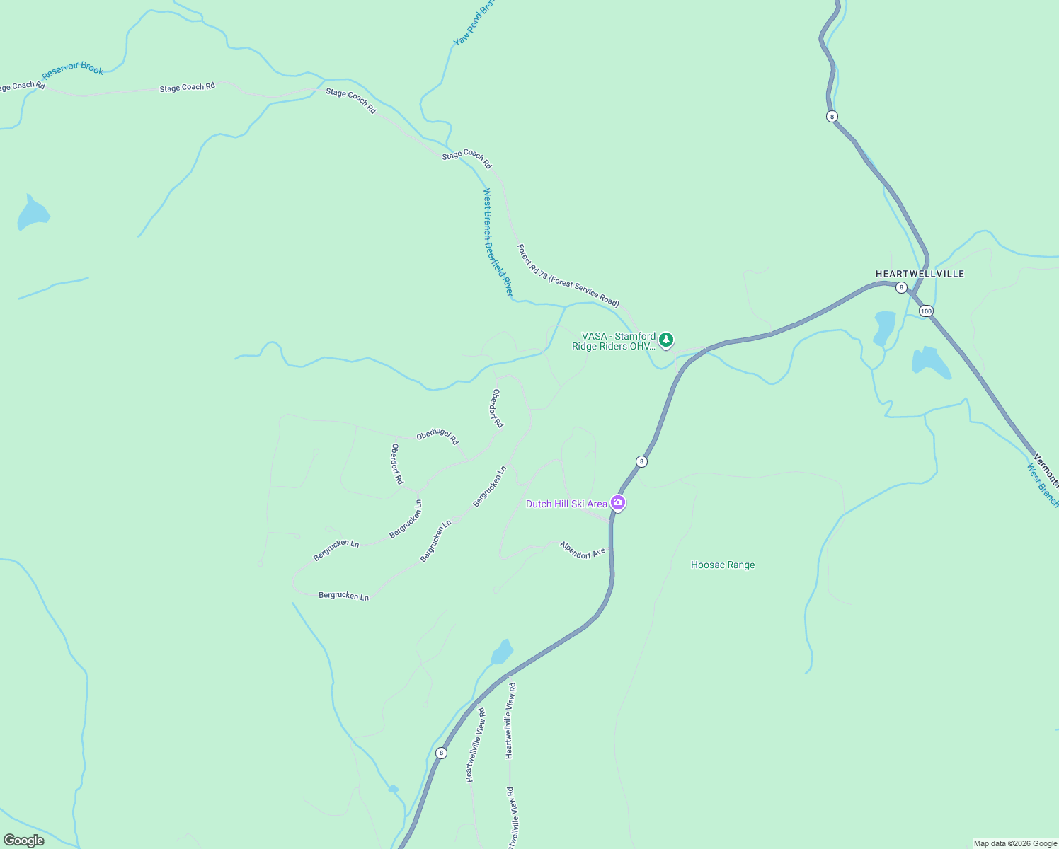 map of restaurants, bars, coffee shops, grocery stores, and more near 255 Oberdorf Road in Readsboro