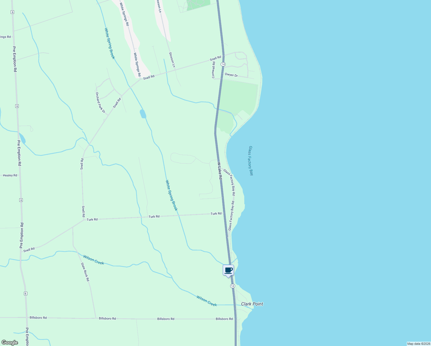 map of restaurants, bars, coffee shops, grocery stores, and more near 13 Bayview Terrace in Geneva