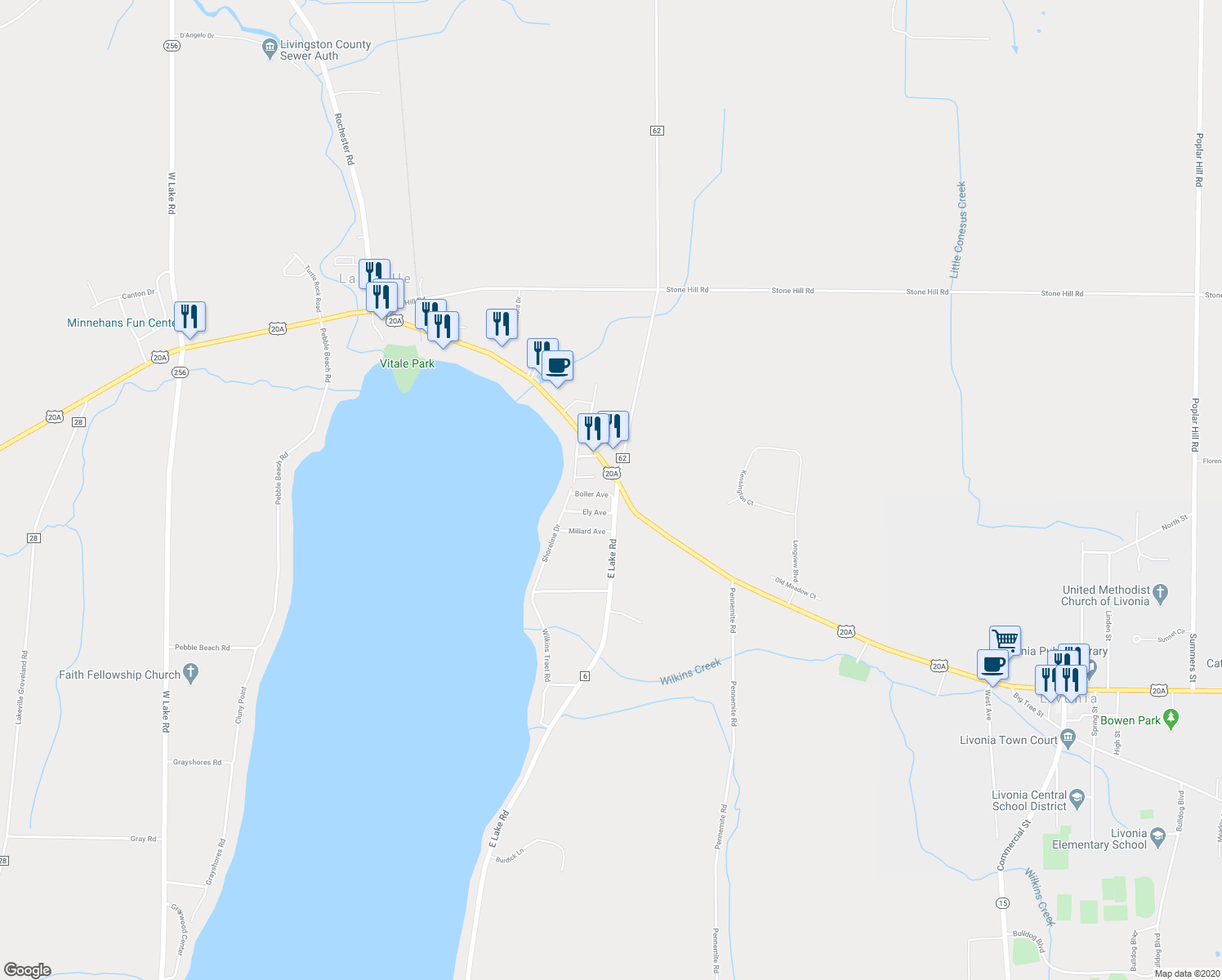 map of restaurants, bars, coffee shops, grocery stores, and more near 6069 Boller Avenue in Livonia