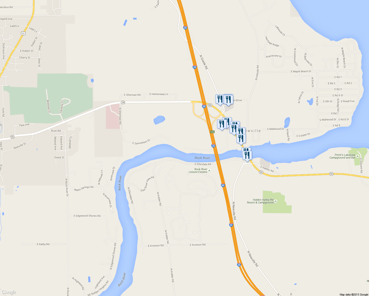 map of restaurants, bars, coffee shops, grocery stores, and more near 284 East Richardson Springs Road in Edgerton