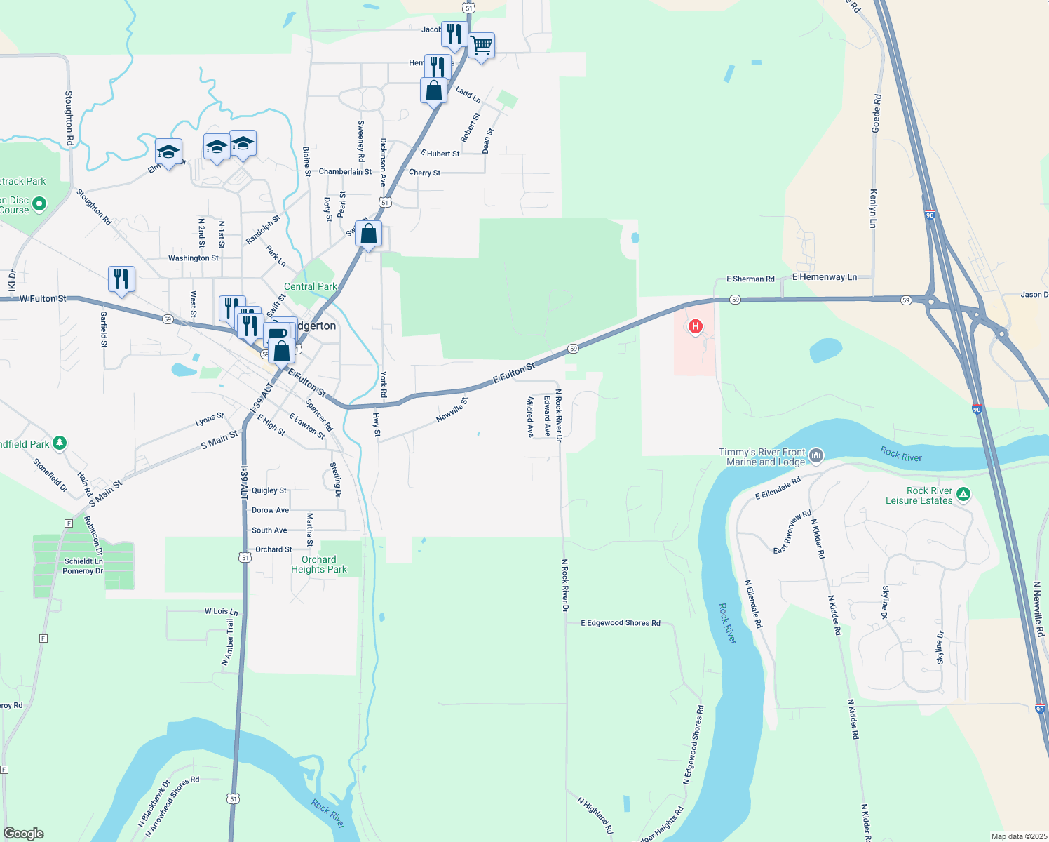 map of restaurants, bars, coffee shops, grocery stores, and more near 31 Mildred Ave in Edgerton