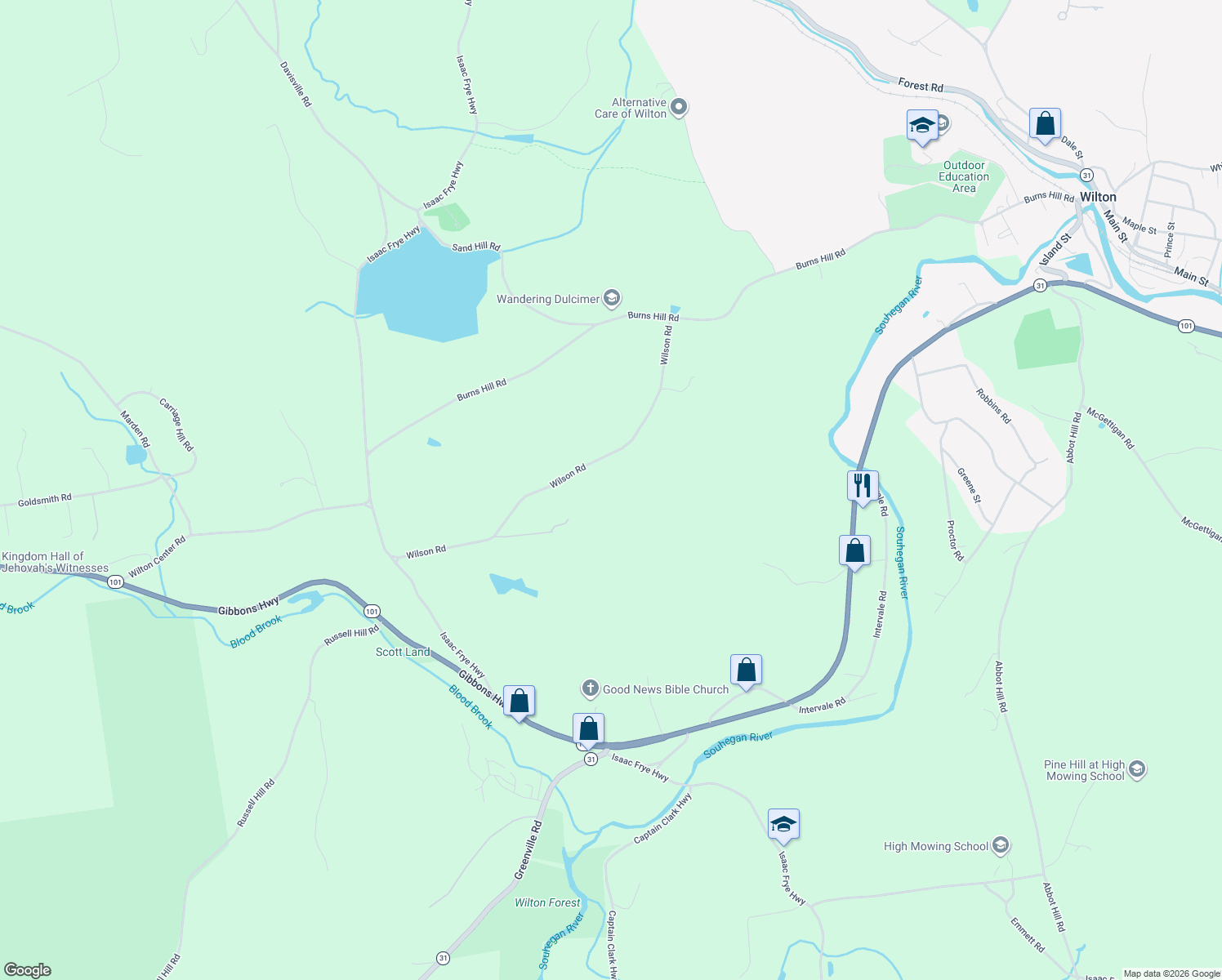 map of restaurants, bars, coffee shops, grocery stores, and more near 60-200 Wilson Road in Wilton