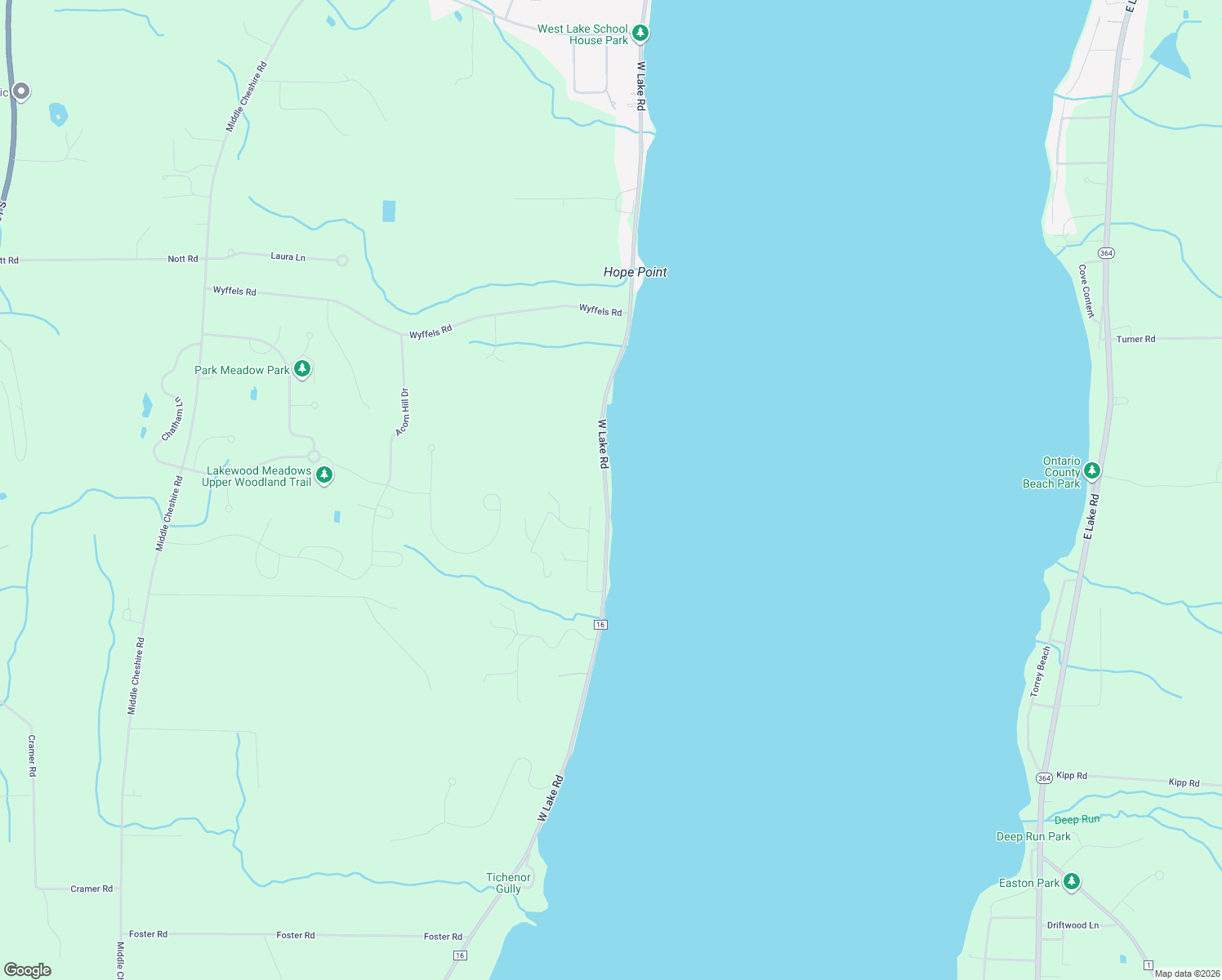 map of restaurants, bars, coffee shops, grocery stores, and more near 3981 County Road 16 in Canandaigua