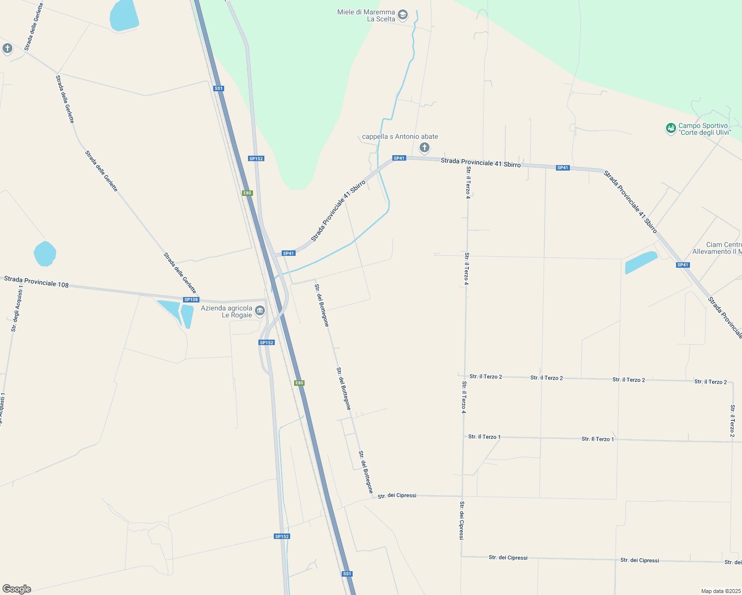 map of restaurants, bars, coffee shops, grocery stores, and more near 23 Strada del Bottegone in grosseto