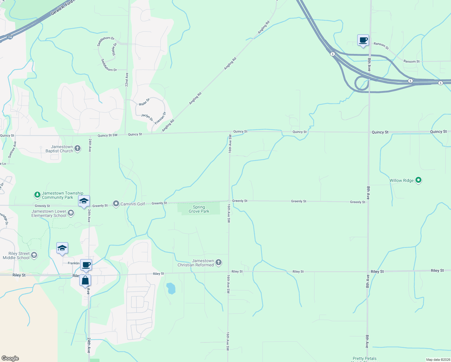 map of restaurants, bars, coffee shops, grocery stores, and more near 3727 16th Avenue Southwest in Grandville