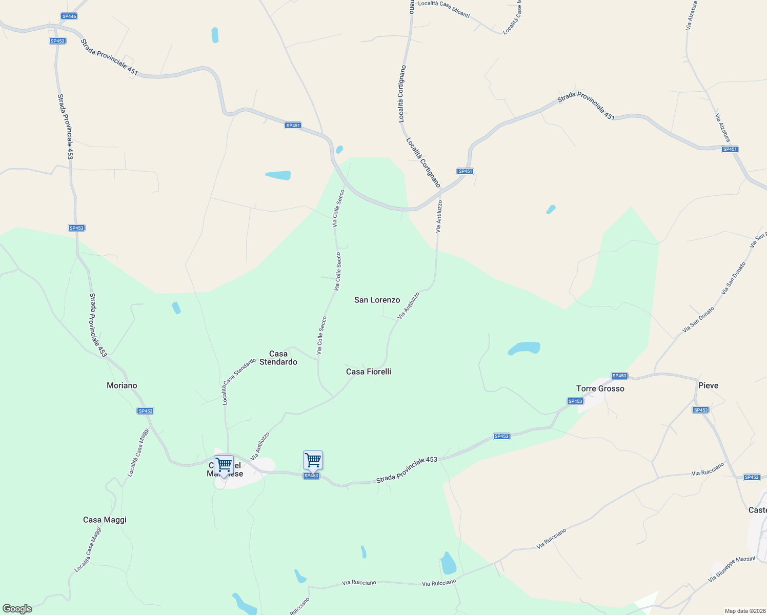 map of restaurants, bars, coffee shops, grocery stores, and more near 5 Via Antiluzzo in San Lorenzo