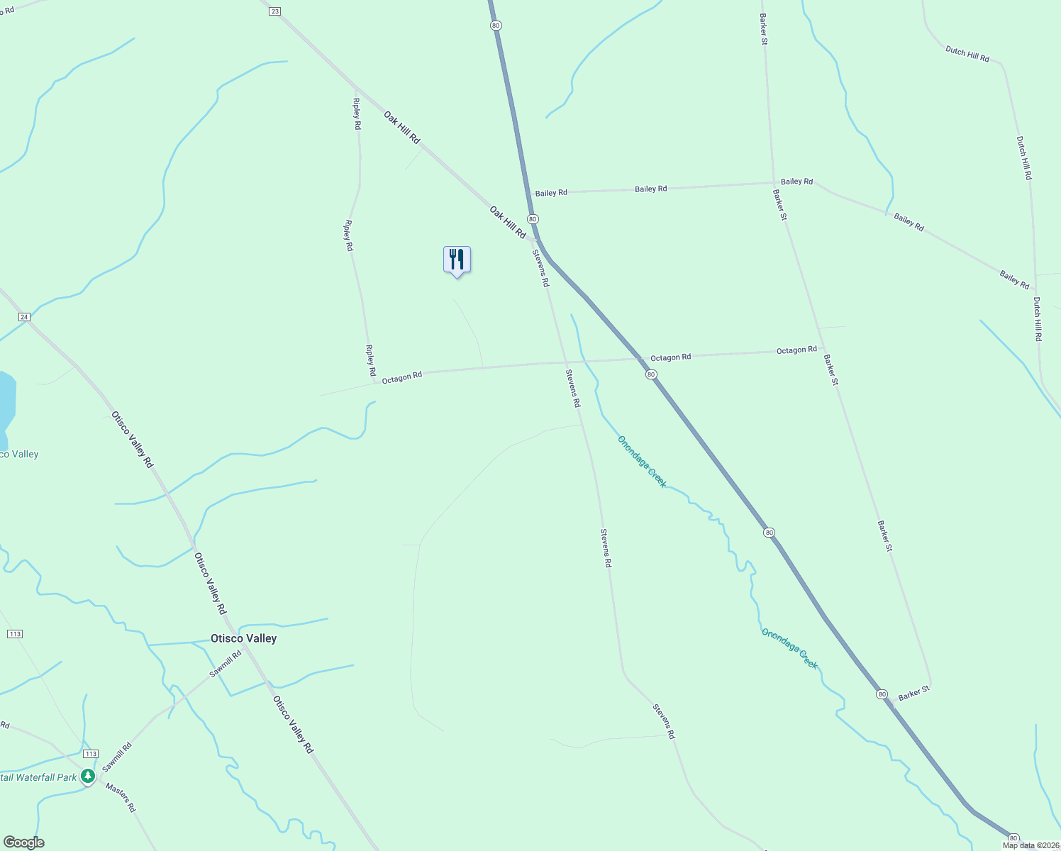 map of restaurants, bars, coffee shops, grocery stores, and more near 1413 Ryan Rd in Tully