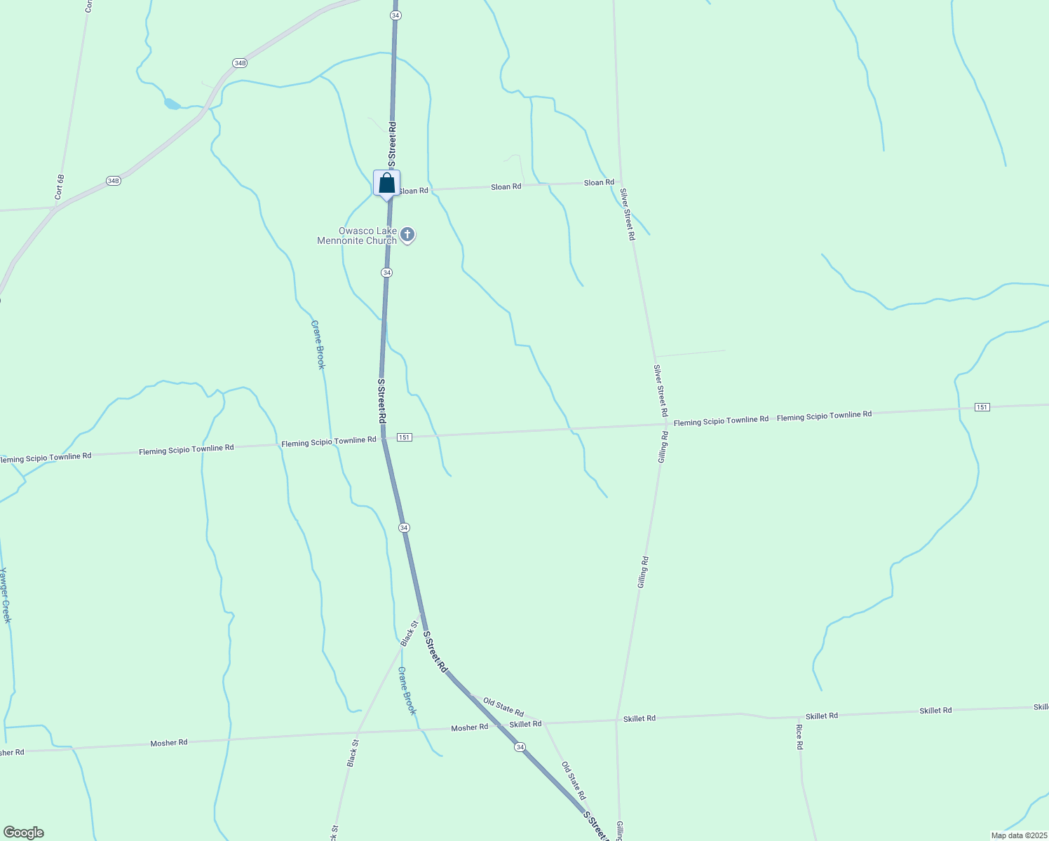 map of restaurants, bars, coffee shops, grocery stores, and more near 2629 Fleming Scipio Townline Road in Auburn