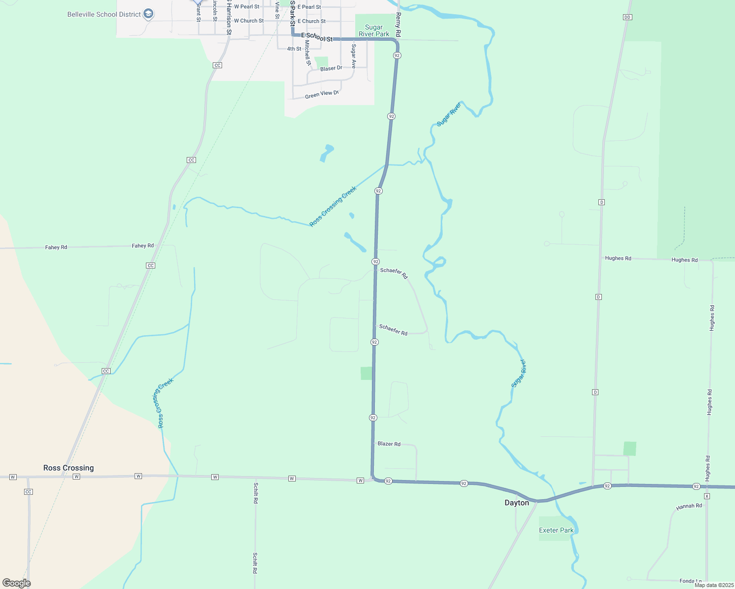 map of restaurants, bars, coffee shops, grocery stores, and more near N9220 Dohm Dr in Belleville