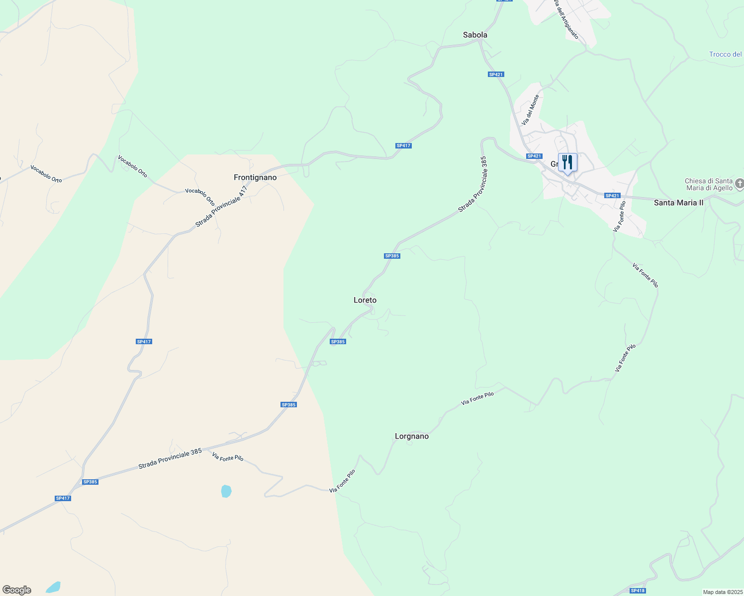 map of restaurants, bars, coffee shops, grocery stores, and more near Vocabolo Castello in Provincia di Perugia