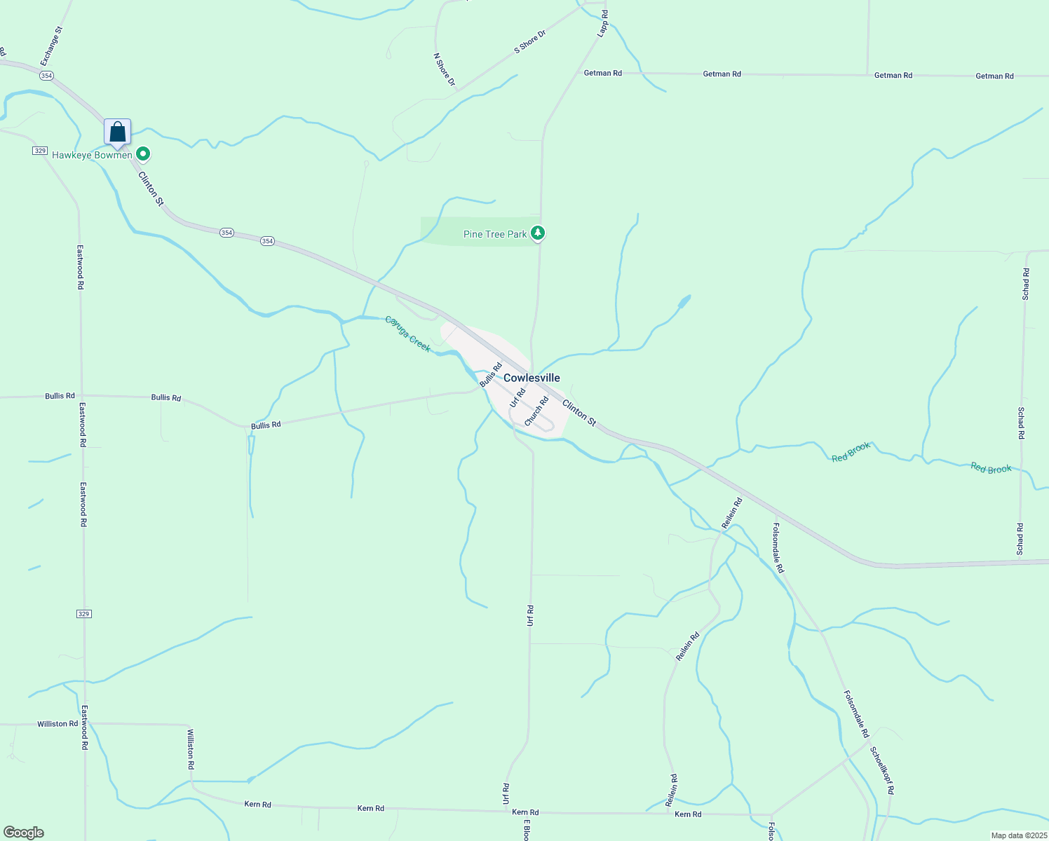 map of restaurants, bars, coffee shops, grocery stores, and more near 820 Church Rd in Cowlesville