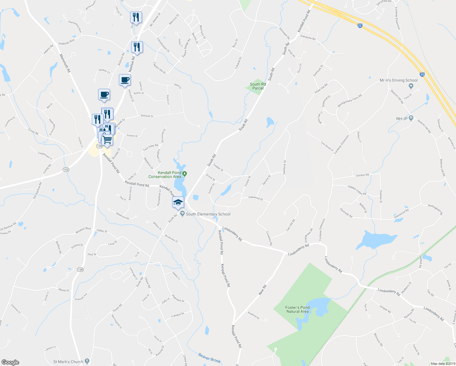 map of restaurants, bars, coffee shops, grocery stores, and more near 10 Grove Street in Londonderry