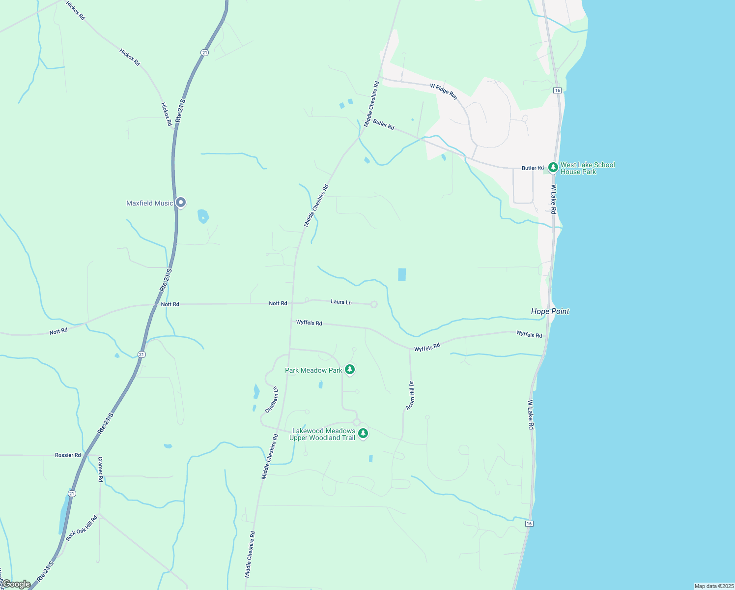 map of restaurants, bars, coffee shops, grocery stores, and more near 5116 Laura Lane in Canandaigua