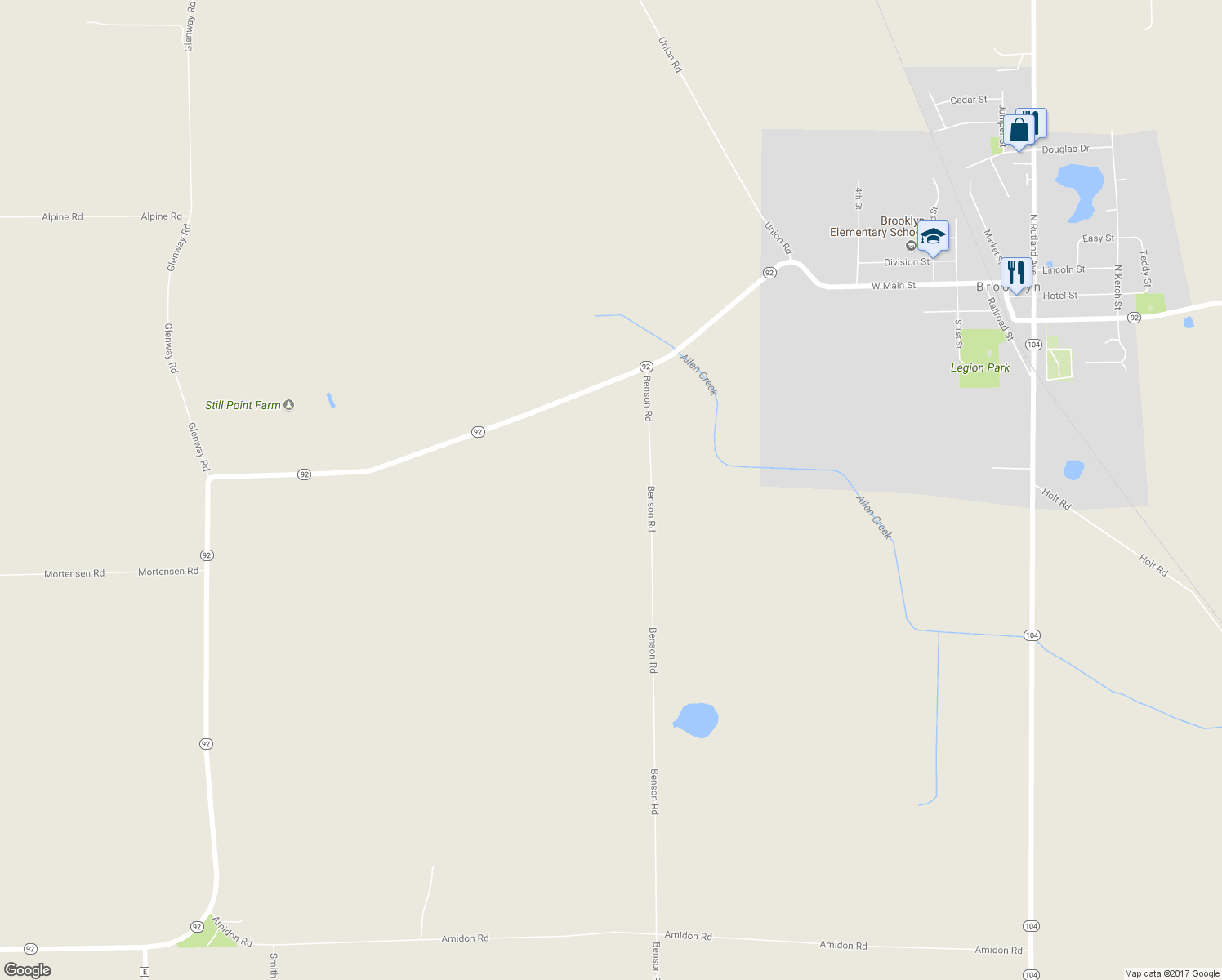 map of restaurants, bars, coffee shops, grocery stores, and more near N9353 Benson Road in Brooklyn